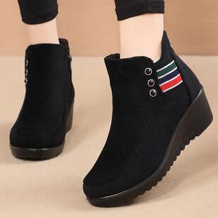 高档妈老妈鞋棉鞋冬季加绒保中年女鞋防滑坡暖雪跟中年布鞋老人地