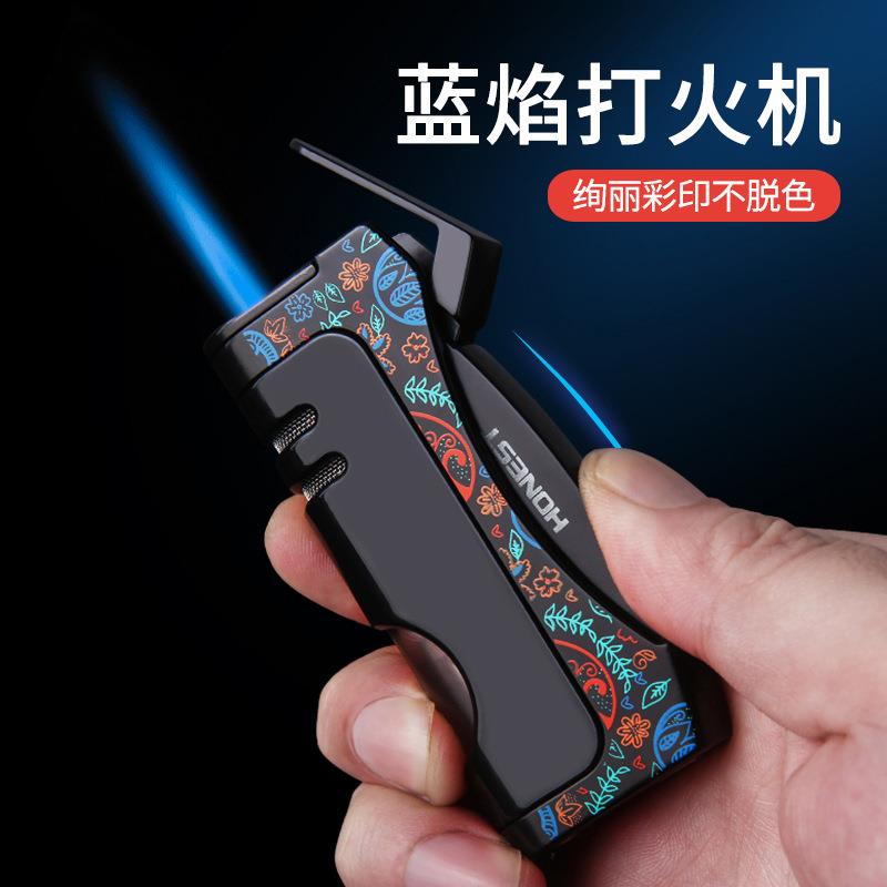 百诚精品创意直冲打火机 金属充气打火机配个性雪茄刀烟具