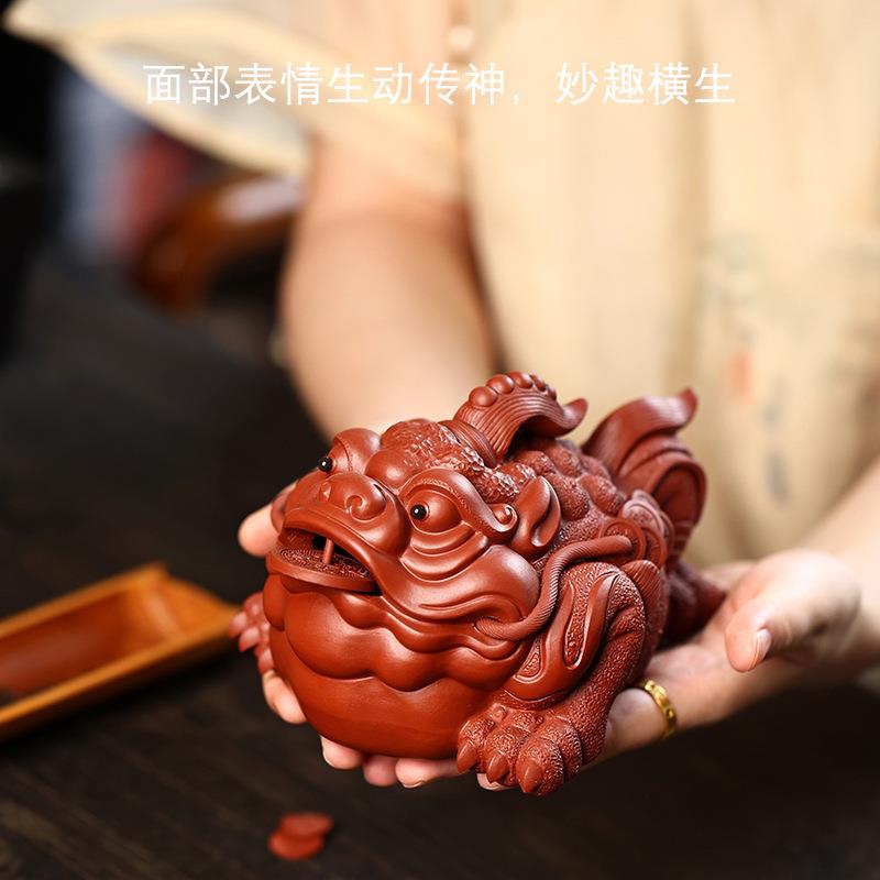紫砂茶宠摆件可养金蟾茶具茶玩茶桌纯蟾蜍手工茶台茶道零配件雕塑