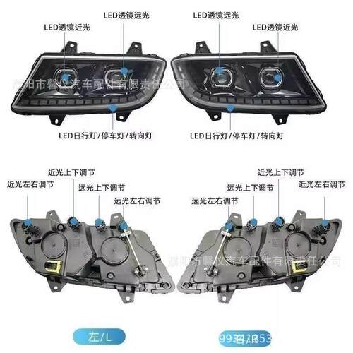 适用解放悍V2.0 龙VH2.0大灯总成 天V2.0前照灯LED远近双透镜流水