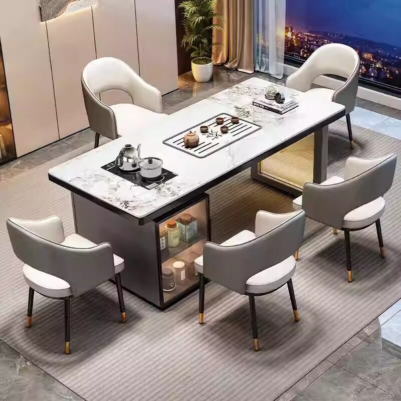 网红意式轻奢岩板茶桌一体一整套办公室功夫茶桌椅组合长方形茶台,住宅家具,家用茶台/茶桌,淘宝优惠券,粉丝福利购,淘宝优惠卷