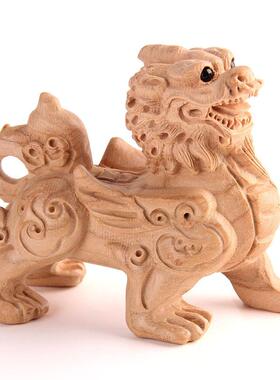 采购产品桃木皮绣饰品，木雕原木，实木皮绣，一对吸财，原木，整