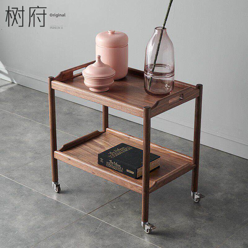 舒芙斯堪的纳维亚沙发边桌实木黑胡桃木樱桃木角桌可移动客厅手推
