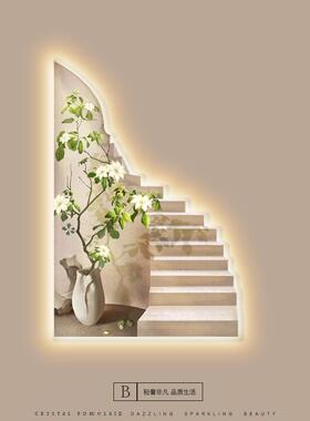 2DAW2新款奶油入户0进门玄关装饰道画过走风廊客厅挂画延伸空间大