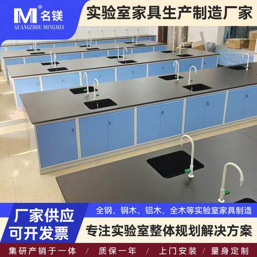全钢结构实验台边台中间央台通风柜学校实验台钢木试验台边台定制