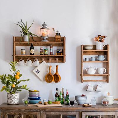 源头实木壁柜wj28024置物架吊储物柜厅厨房墙面客多功古能挂架复