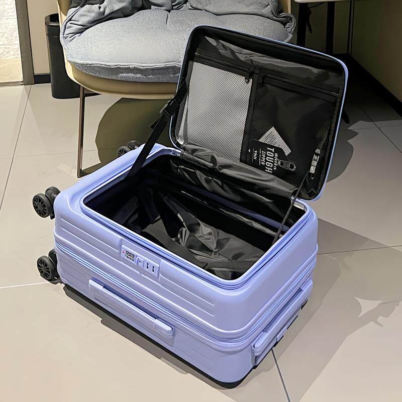 正品大容量侧开口行李2箱0寸静音可扩展登机PC翻盖超拉杆箱箱女旅