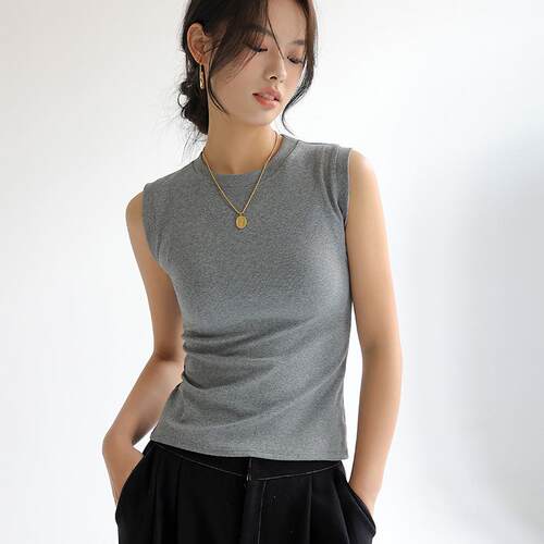 Women's Solid Color Ribbed Tank Top Casual Sleeveless Top