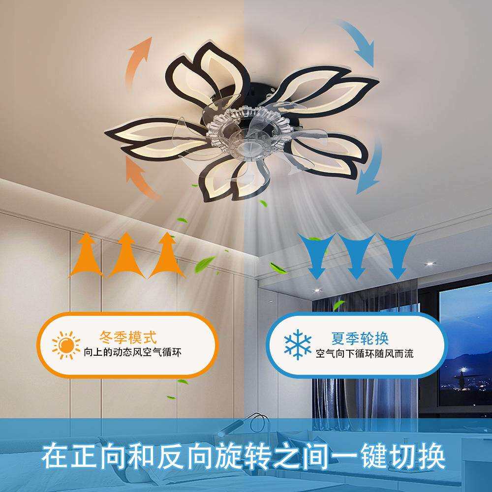 2025隐形风扇灯吊扇灯餐厅一体客厅带风扇吸顶灯卧室LED可调光