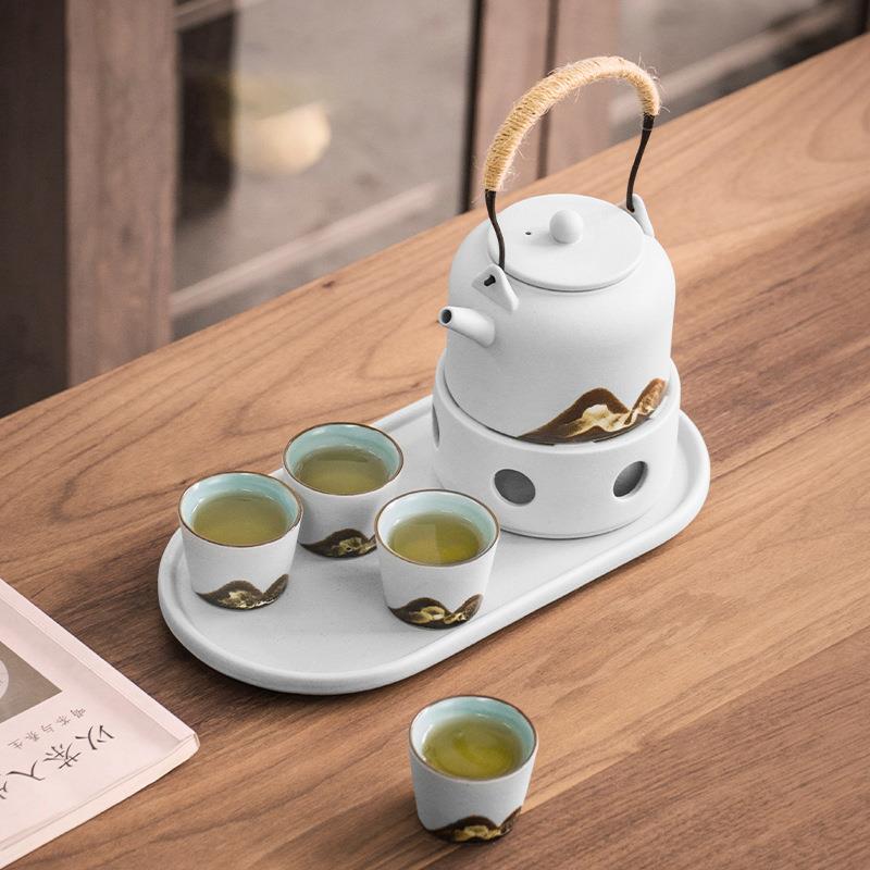 提梁1153壶陶炉瓷茶壶功夫暖茶壶茶器蜡烛加热底座粗煮单陶温茶炉