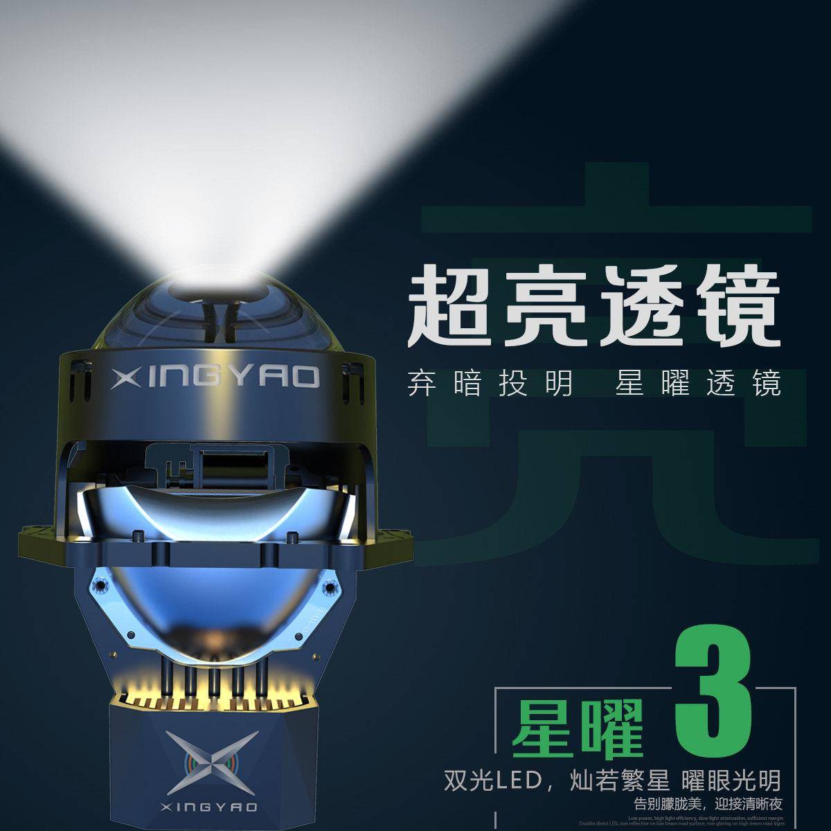 汽车车灯大灯透镜改装双光透镜星曜3激光LED超亮大灯矩阵式大灯
