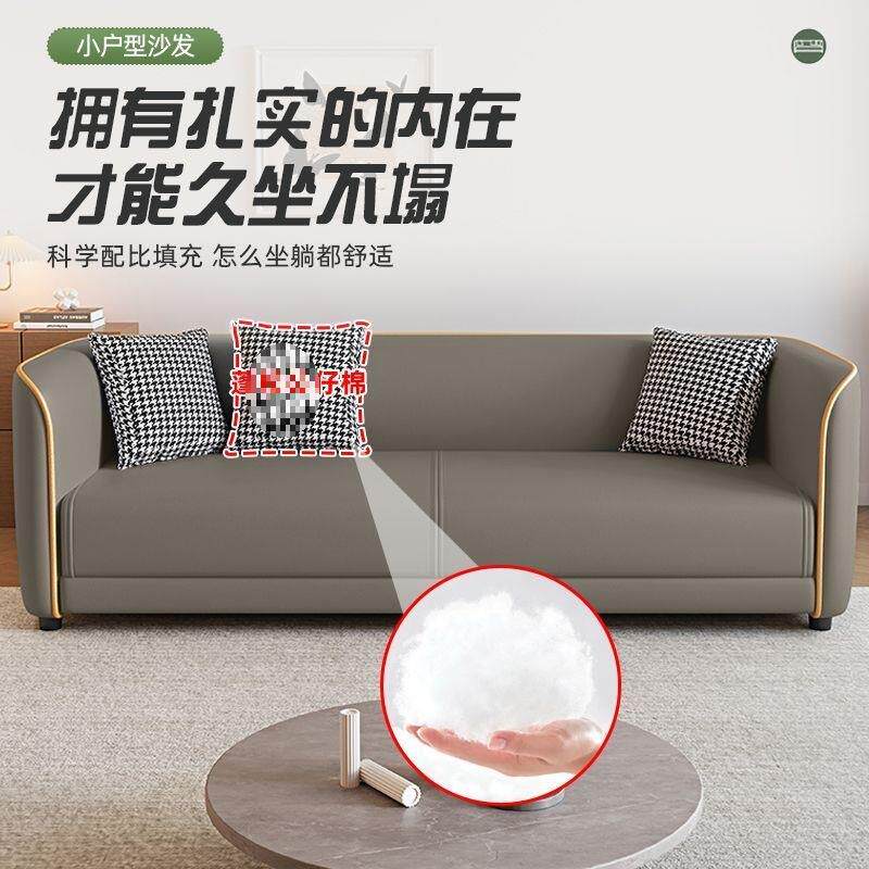 人猫爪意皮式轻奢CIF小户皮型客厅公寓出租屋布艺沙发双人三便捷