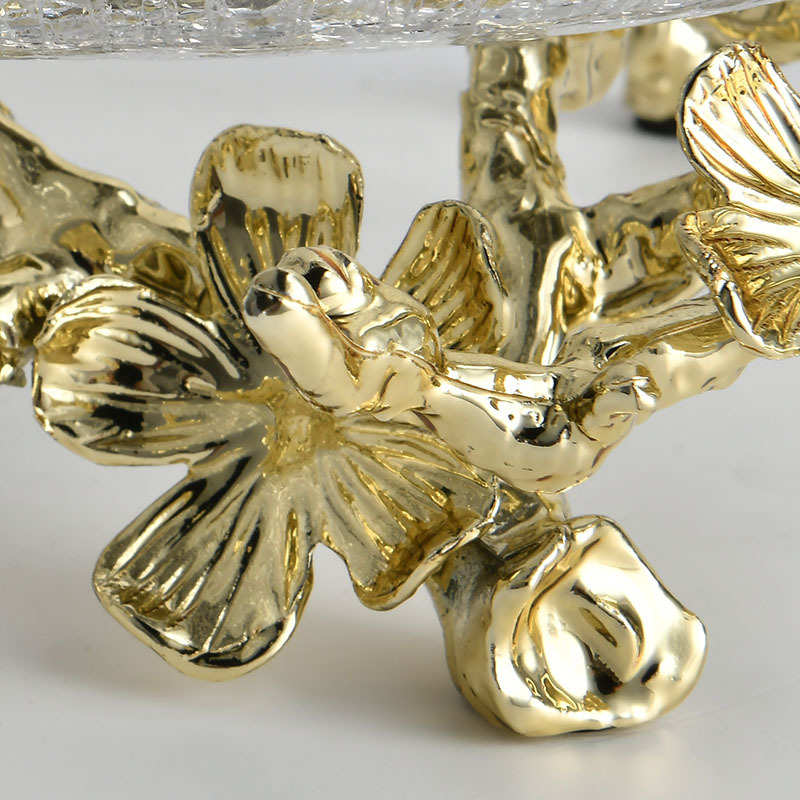 欧式轻奢水晶玻璃金属果盘美式高档奢华别墅客厅餐桌水果盘摆件