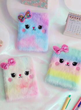 Cartoon Cat Small Diary Book Girl Cute Plush Note Book