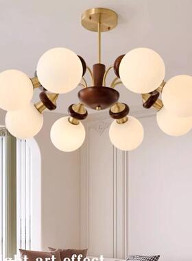 474古客厅中吊灯法式复古全铜桃胡木卧色室轻奢美式民宿餐厅魔豆