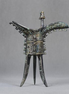 御如意彷古青铜器妇好爵酒器三足铜爵杯摆件古玩收藏家居装饰