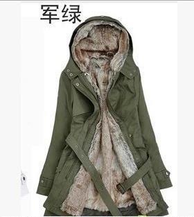 women parka fashion long coat wool liner hooded parkas new