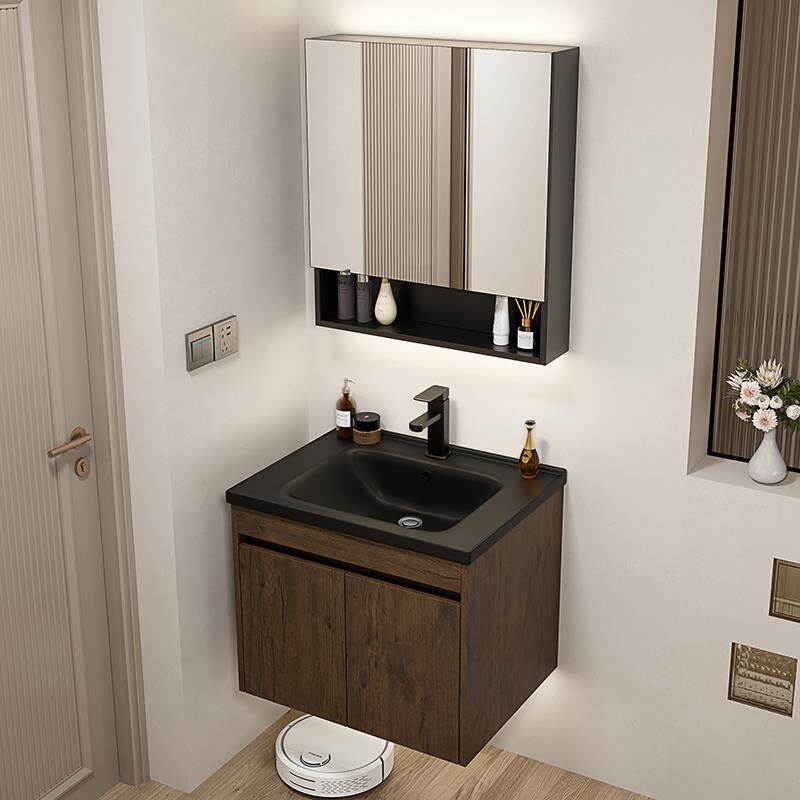 北欧轻奢卫浴室柜组合小户型卫生间一体陶瓷洗手台盆柜洗脸盆套装