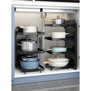 厨房橱柜内置锅子炒锅置物架落地厨柜灶台上锅具柜子储物收纳锅架