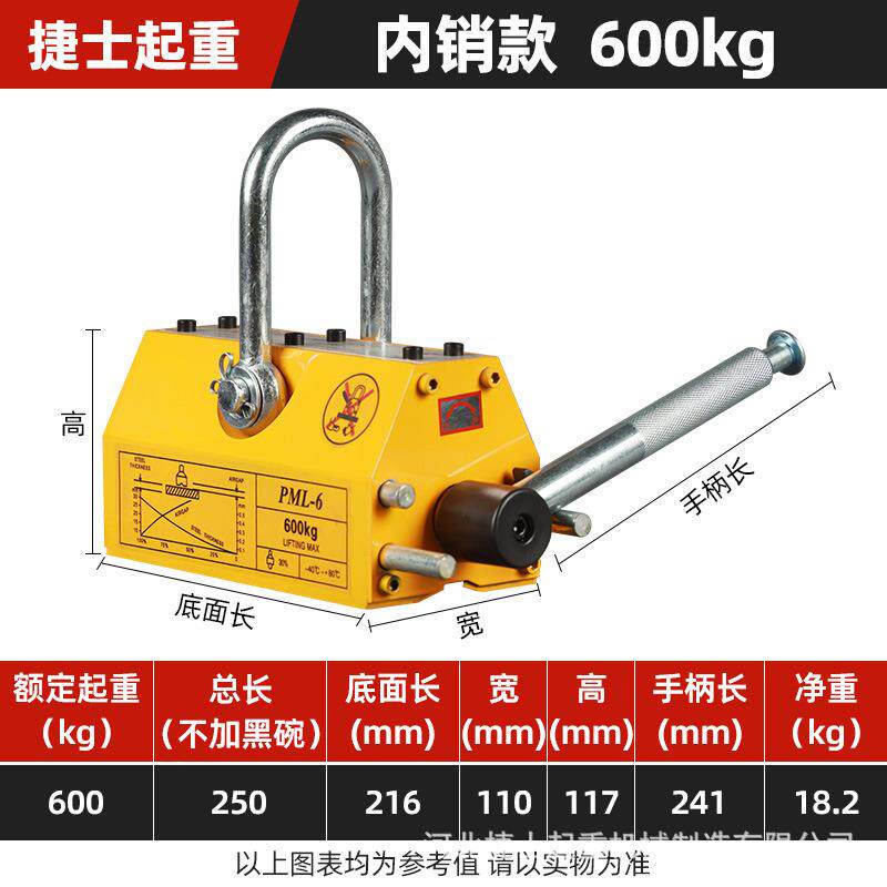 永磁起重器手动强磁吸盘600kg自吸式磁力吊0.6吨磁力吊具