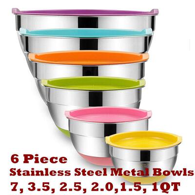Mixing Bowls Airtight Lids Non-Slip Bottoms Stainless Steel