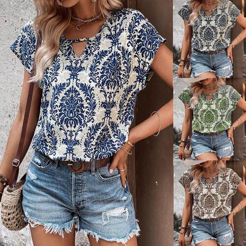 Women's printed collar top 女装印花领上衣