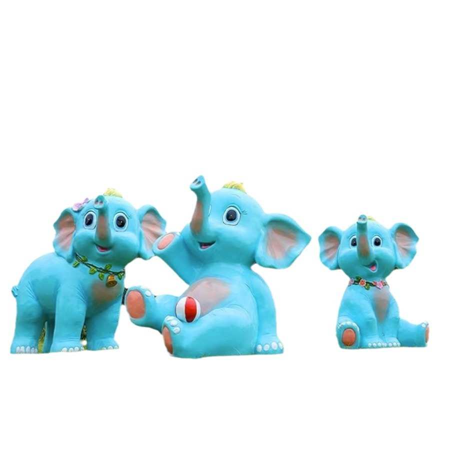 卡通大象雕塑户外仿真玻璃钢动物摆件景区公园售楼部幼儿园装饰品