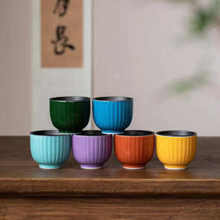简约茶洗茶道配件 珊瑚红水盂建水多色功夫茶具壶承干泡盘陶瓷日式