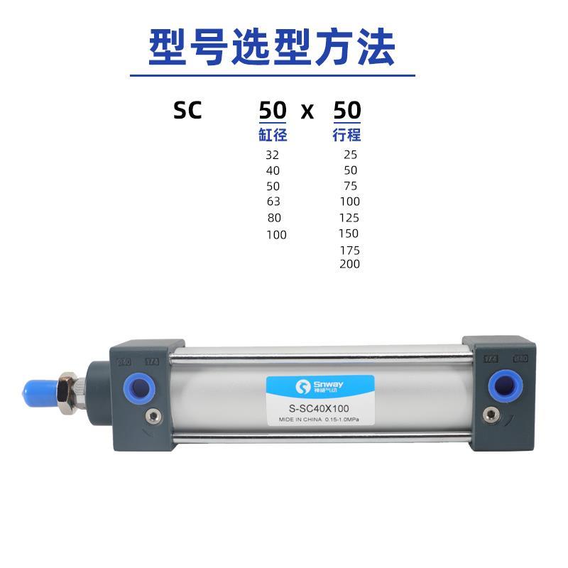 神威标准拉杆气缸SC32/40/50/63/80/100*25X75小型气动大全大推力