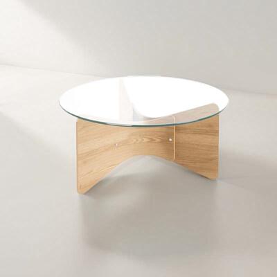 Umbra Madera 圆形 现代和现代咖啡桌，