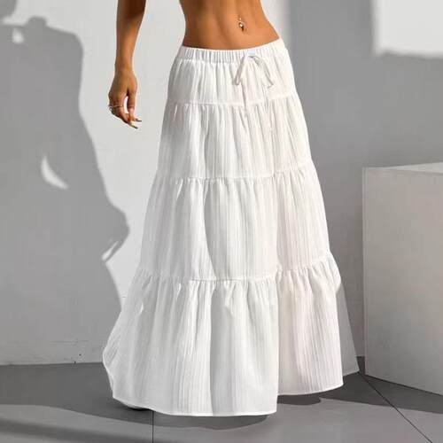 Women's New Spring Summer Plain Long Maxi Skirt Flared