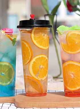 90口径一次性奶茶杯冷饮果汁打包杯高透PP塑料光杯加厚吸塑杯