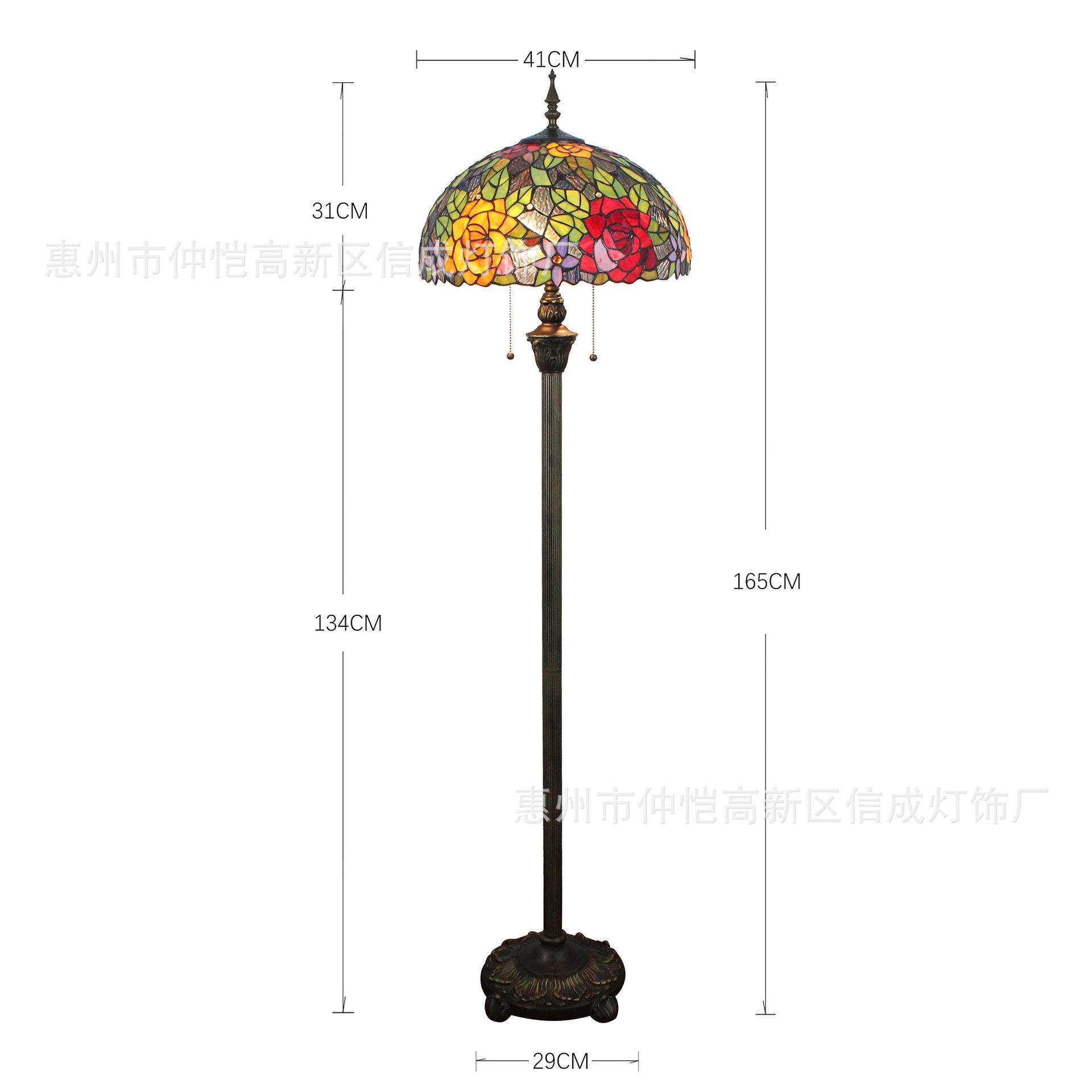 蒂凡尼餐厅酒吧咖啡厅站立灯新中式卧室别墅双色玫瑰花婚礼落地灯