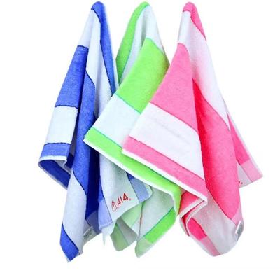 上海钟牌萃众414毛巾小号中号彩条劳保礼品起毛棉纱独立包装洗脸