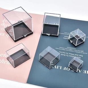 透明矿标水晶标本原石矿石收纳正方形展示塑料盒科普收藏矿标盒