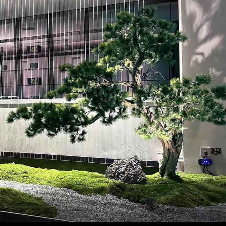中式仿真罗汉松盆栽室内外景观迎客松仿真树摆件仿真绿植庭院造景