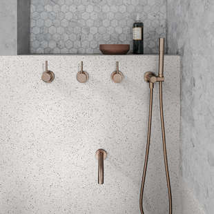 欧式白色小颗粒水磨石瓷砖洗手间地砖厨房阳台浴室素色防滑地板砖