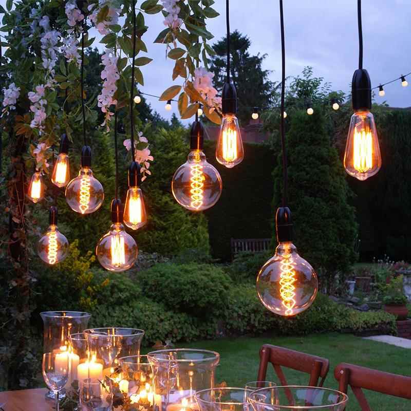 户外吊灯防水花园阳台氛围挂灯庭院露台灯串室外屋檐凉亭钨丝灯泡