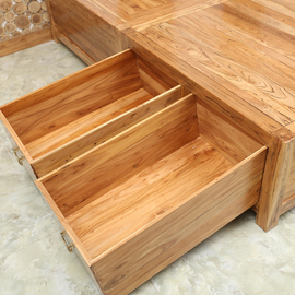 定制老榆木床全实木双人床榻榻米，纯实木箱体床储物床卯榫18米落地