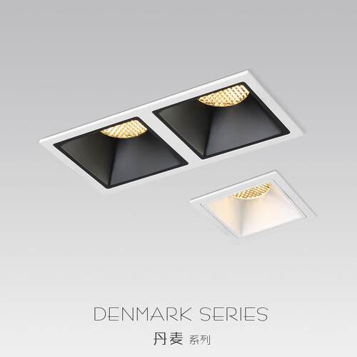 方形单头双头射灯嵌入式led格栅灯天花灯斗胆灯客厅家用射灯防眩