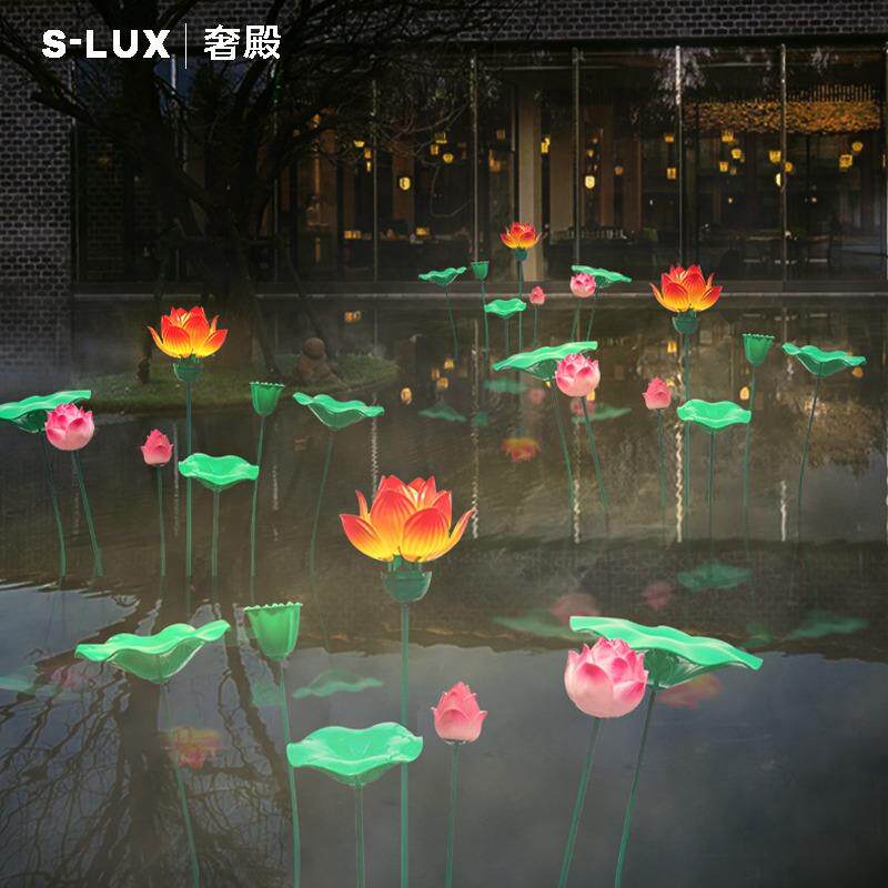水上浮发光荷花漂灯花户外防水造景亮化景观景区SD-45870花园塘水