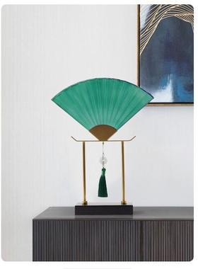 新中式摆件中式酒柜家居饰品装饰品家庭客厅家里软装扇形玄关摆设