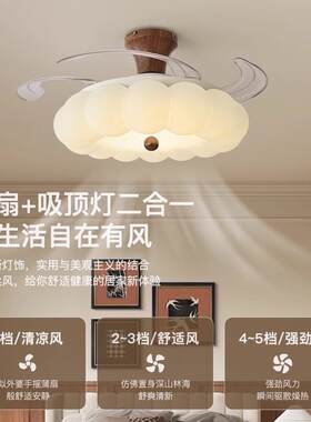 式中厅古477风卧室风扇灯新中式胡桃木扇色泡泡吊灯餐一法体电风