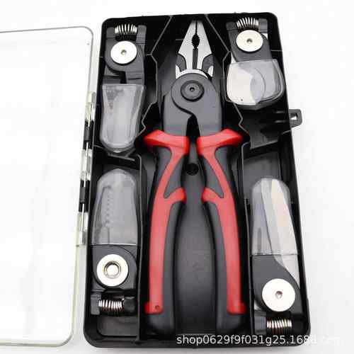 跨境爆款五合一多功能可换头钳子套装钢丝钳老虎钳剥线钳组套工具