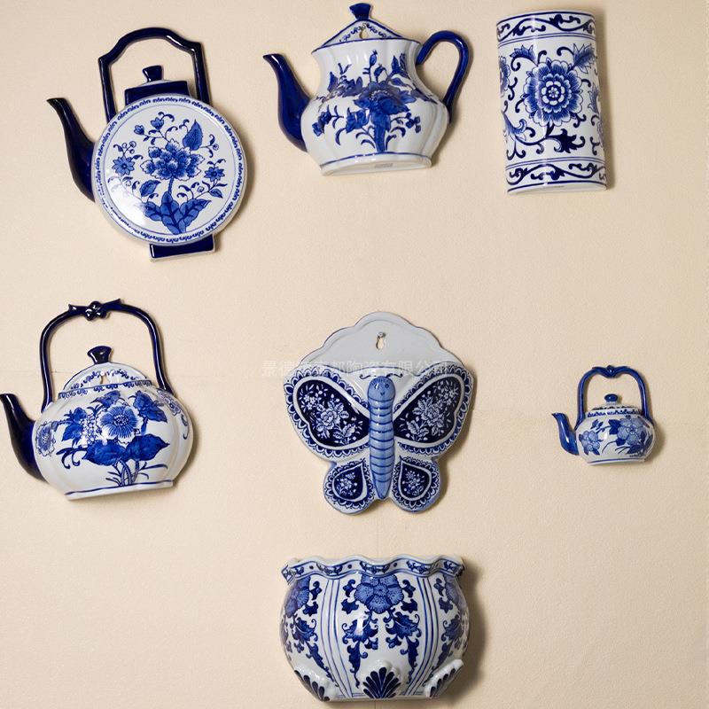 青花瓷壁挂水培花瓶家居挂墙客厅餐厅创意插花挂墙绿植小花盆壁瓶