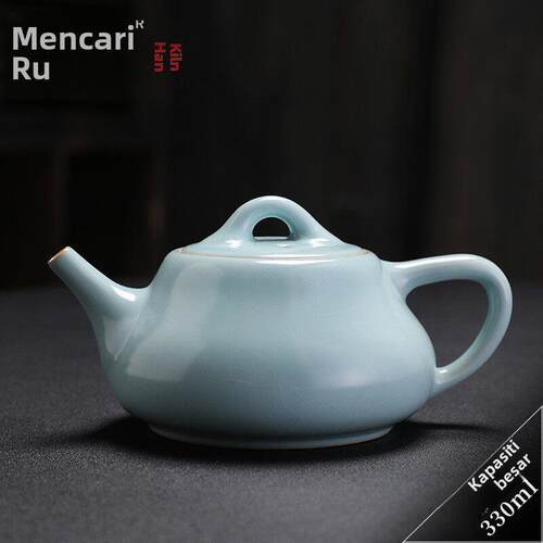 寻汝汝窑茶壶石瓢壶大号大容量陶瓷泡茶壶汝瓷开片天青色功夫茶具