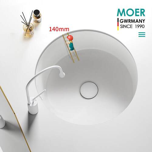 MOER加深台下盆化妆室嵌入式圆形阳台洗手盆洗脸盆岛台家用洗漱盆