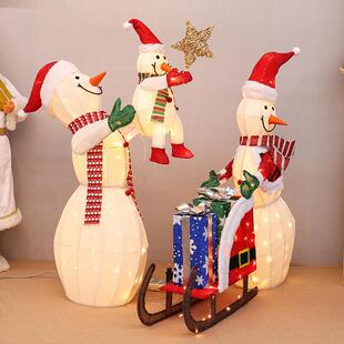 240V插电款 饰美陈摆件110 发光雪人商超酒店大型场景装 圣诞节新品