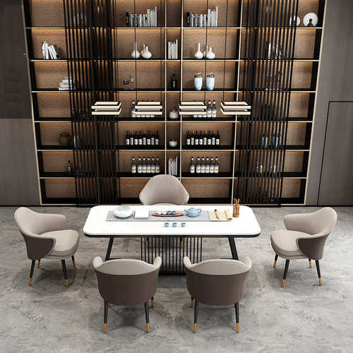 茶桌铁茶桌办公室现代桌椅接待板艺岩家用简约泡茶客厅 禅意