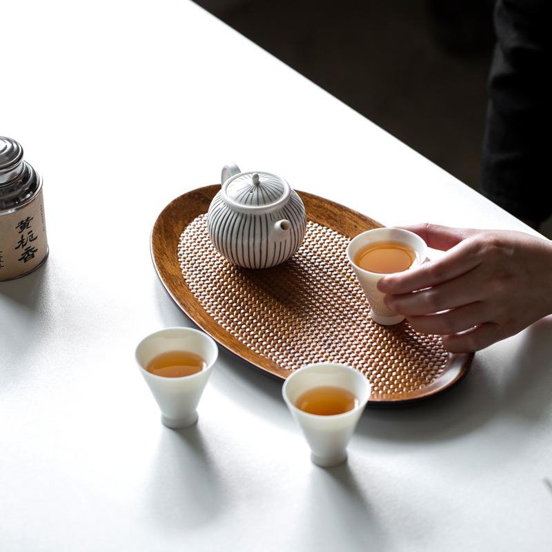重竹干泡茶重竹干泡盘家用竹干小茶海瓷小型陶托制盘简约泡盘圆形